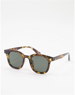 Пластиковые солнцезащитные очки в округлой оправе с темным черепаховым принтом Asos design