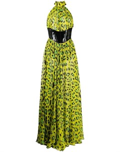 Платье с вырезом халтер и леопардовым принтом Philipp plein