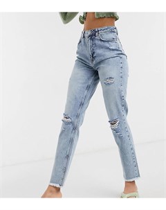 Синие джинсы с эффектом потертости в винтажном стиле New look tall