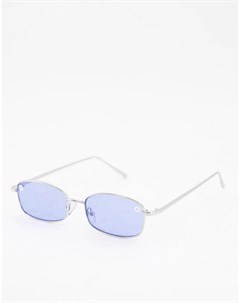 Синие солнцезащитные очки в прямоугольной оправе в стиле 90 х с маргаритками Asos design
