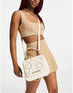 Кремовая сумка на плечо с тисненым дизайном Love moschino