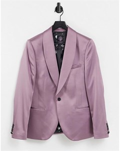 Розовато лиловый атласный пиджак с широкими лацканами наклонной формы Twisted tailor