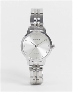 Серебристые часы браслет с белым циферблатом Sekonda