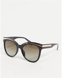 Черные солнцезащитные очки в оправе кошачий глаз с металлическими вставками River island