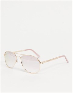 Золотистые солнцезащитные очки в стиле ретро с прозрачными стеклами River island