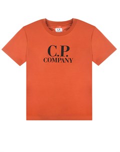 Красная футболка с черным логотипом детская C.p. company