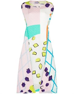 Стеганое платье миди с абстрактным принтом Issey miyake