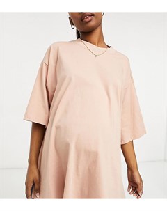 Футболка бисквитного цвета в стиле super oversized с разрезами по бокам ASOS DESIGN Maternity Asos maternity