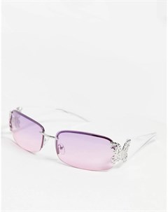 Солнцезащитные очки в стиле 90 х с бабочками на дужках и розовыми линзами омбре Asos design