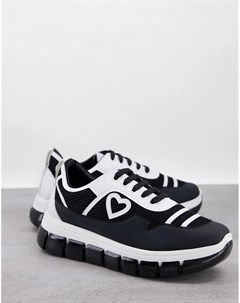 Белые спортивные кроссовки на платформе с логотипом и черной отделкой Love moschino