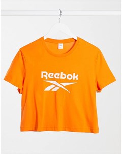 Оранжевый кроп топ с логотипом Reebok