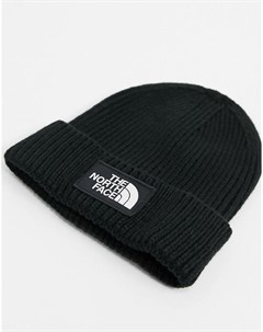 Черная шапка бини с отворотом и логотипом The north face
