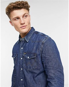 Темно синяя джинсовая рубашка в стиле вестерн Wrangler