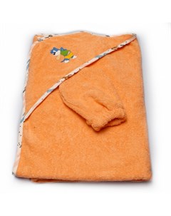 Полотенце уголок с цветной окантовкой и варежкой 90х90 см Лес текстиль