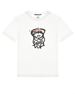 Белая футболка с фирменным принтом детская C.p. company