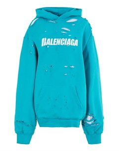 Голубое худи с логотипом и разрезами Balenciaga