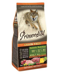 Сухой корм для собак беззерновой с индейкой и олениной 2 кг Primordial