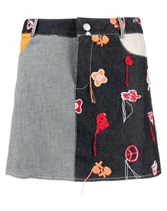 Джинсовая юбка со вставками и принтом Marco rambaldi