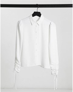 Белая рубашка с оборками на рукавах Pimkie