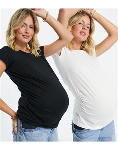 Набор из 2 футболок с короткими рукавами для беременных черного и белого цвета New look maternity