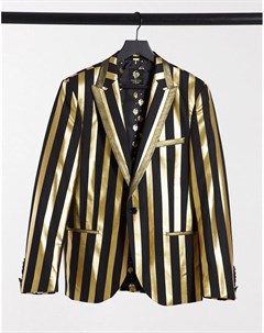Черный пиджак с золотистыми полосами Twisted tailor