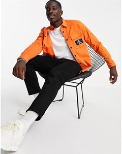 Оранжевая рубашка навыпуск с логотипом Calvin klein jeans