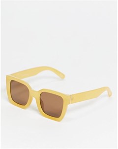 Квадратные солнцезащитные женские очки в стиле oversized в желтой оправе Jeepers peepers