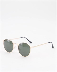 Круглые солнцезащитные очки в золотистой оправе Selected homme