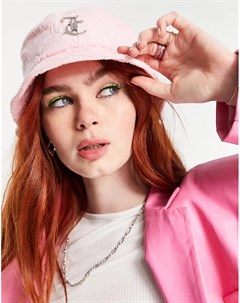 Розовая махровая панама с жаккардовым узором Juicy couture