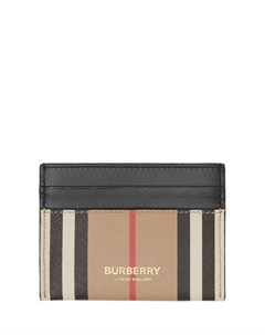 Бежевый картхолдер из экологичной ткани в полоску Burberry