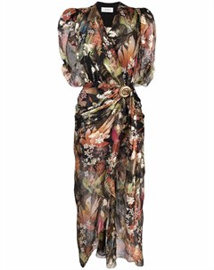 Платье со сборками и цветочным принтом Lanvin