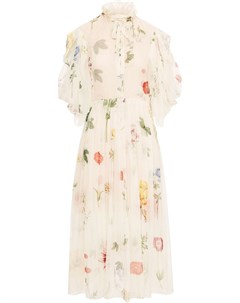 Полупрозрачное платье миди с цветочным принтом Oscar de la renta