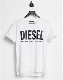 Белая футболка с логотипом Diesel