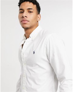 Белая рубашка узкого кроя с застежкой на пуговицы и логотипом игрока Polo ralph lauren
