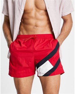 Красные шорты для плавания с логотипом сбоку Tommy hilfiger
