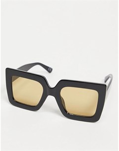 Солнцезащитные очки в крупной черной оправе со светло коричневыми стеклами в стиле 70 х Asos design