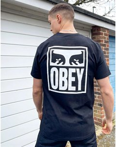 Черная футболка с графическим принтом глаз на спинке Obey