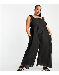 Черный комбинезон с вышивкой ришелье ASOS DESIGN Curve Asos curve