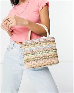 Соломенная сумка корзина в многоцветным узором Asos design