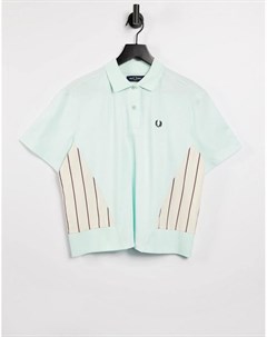 Ярко голубая футболка поло с текстильными вставками Fred perry