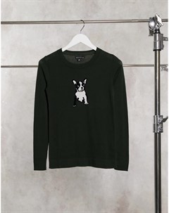 Черный плюшевый лонгслив с французским бульдогом novelty J.crew