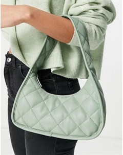 Шалфейно зеленая стеганая сумка на плечо округлой формы Asos design