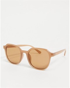 Солнцезащитные очки в шестиугольной оправе молочного бледно коричневого цвета из переработанных мате Asos design