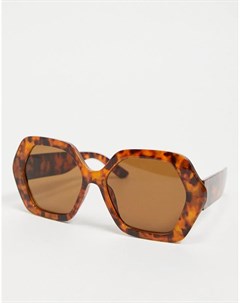 Солнцезащитные очки с крупной шестиугольной оправой в стиле 70 х черепахового цвета Recycled Asos design