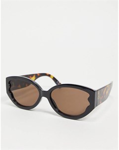 Пластиковые овальные солнцезащитные очки черного цвета с черепаховыми дужками Asos design