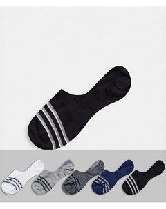 Набор из 5 пар темно синих невидимых носков в полоску Asos design