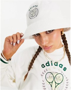 Белая махровая панама с логотипом Tennis Luxe Adidas originals