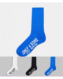 Комплект из 3 пар разноцветных носков с логотипом Only & sons