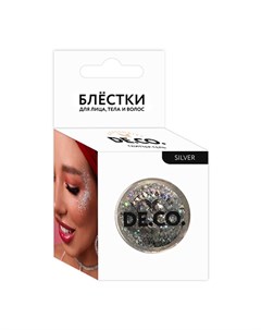 Блестки для лица тела и волос by Miami tattoos Silver Deco