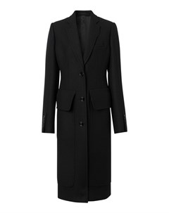 Черное приталенное пальто из шерсти Burberry